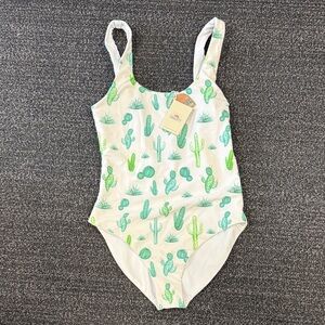Faherty Green Cactus Print One Piece Swimsuit